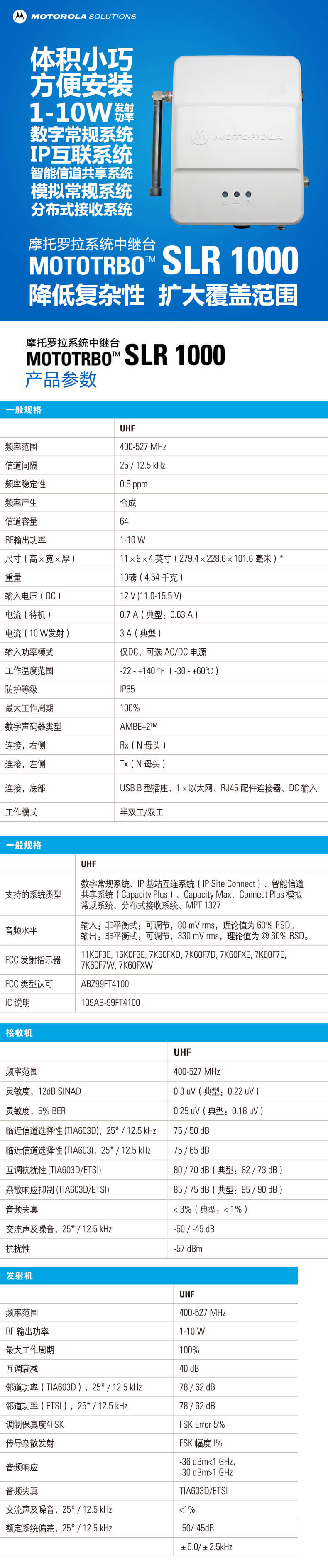 摩托罗拉SLR 1000中转台